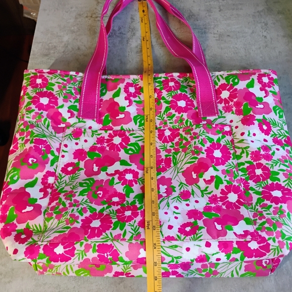 Lilly Pulitzer Cooler Tote Bag Large Pink Floral Insulated Beach Picnic Zip Up - Picture 10 of 11